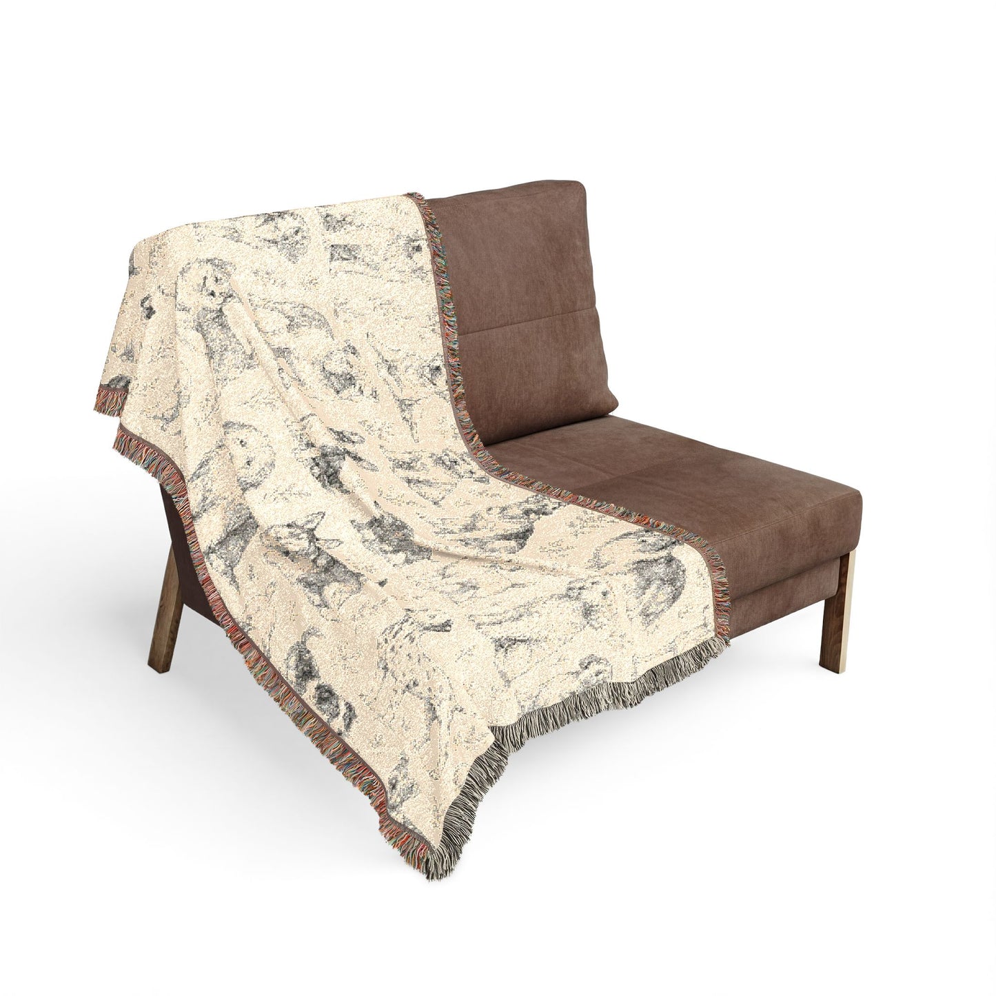 Artistic Drawn Dogs Woven Blanket