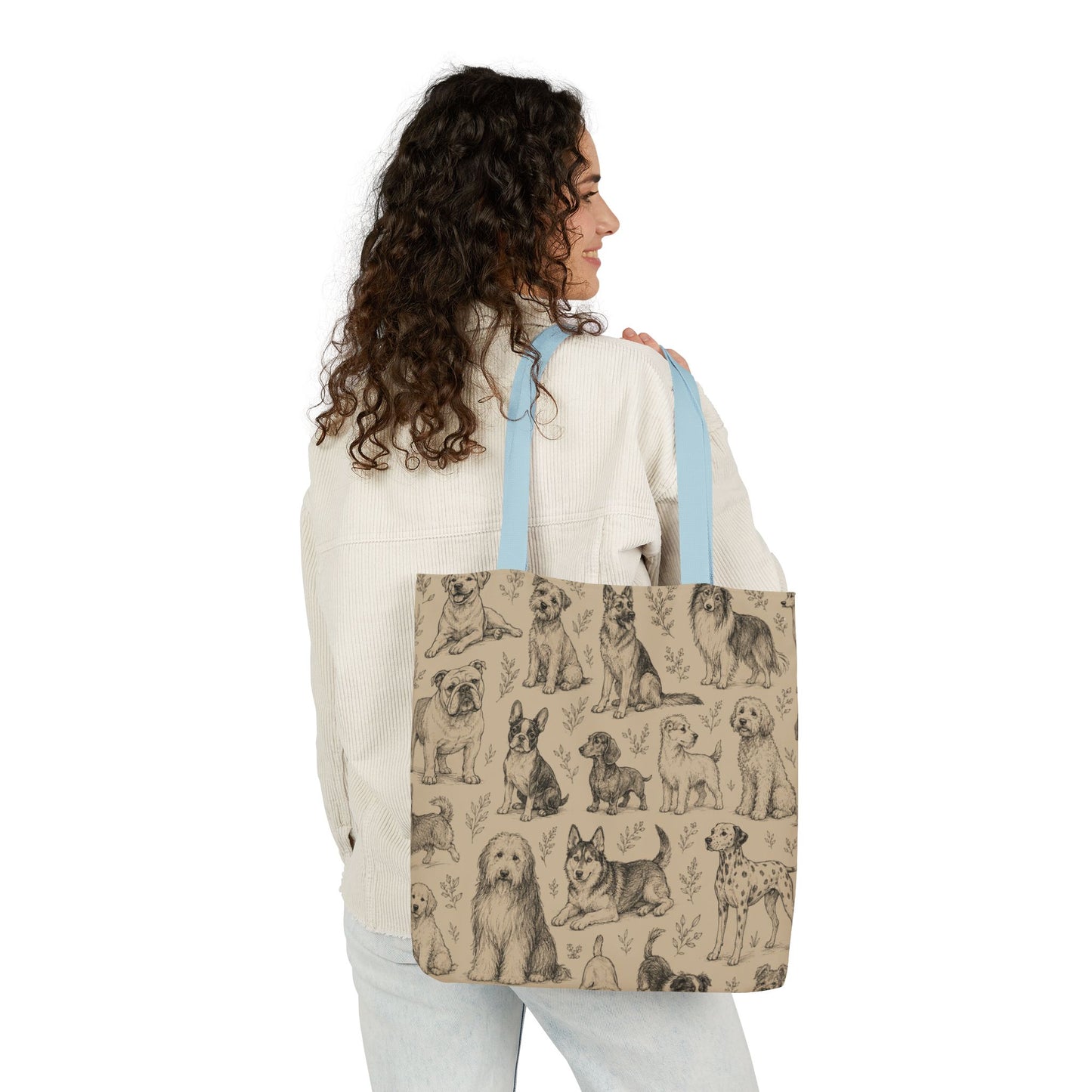 Canvas Tote Bag - Vintage Sketch Dogs Pattern