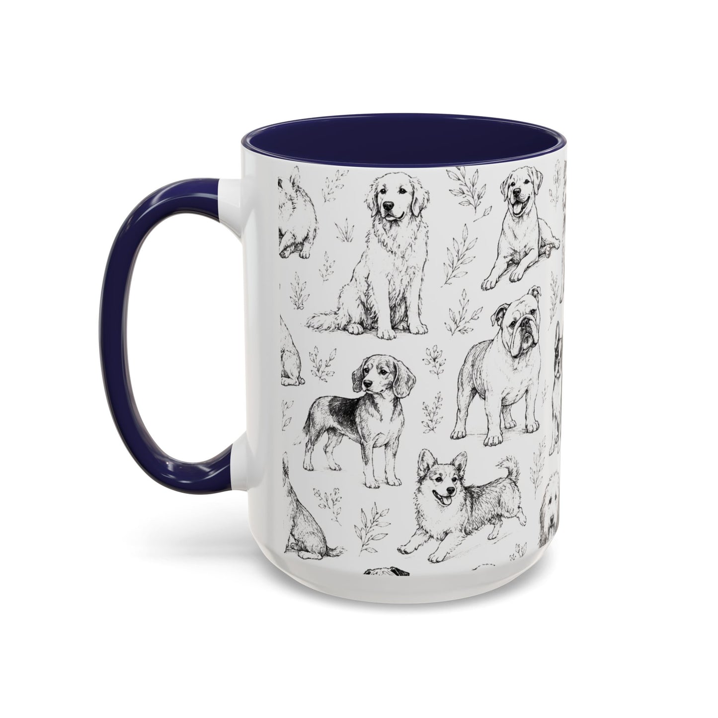 Dog Pattern Accent Coffee Mug 15 oz