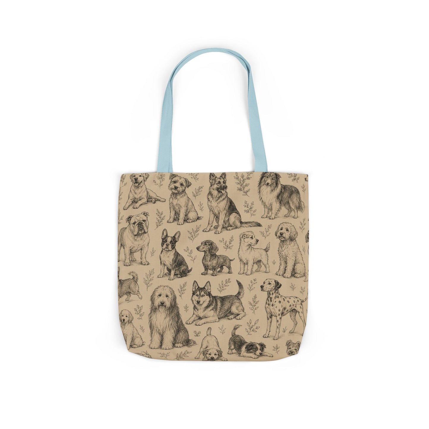 Canvas Tote Bag - Vintage Sketch Dogs Pattern