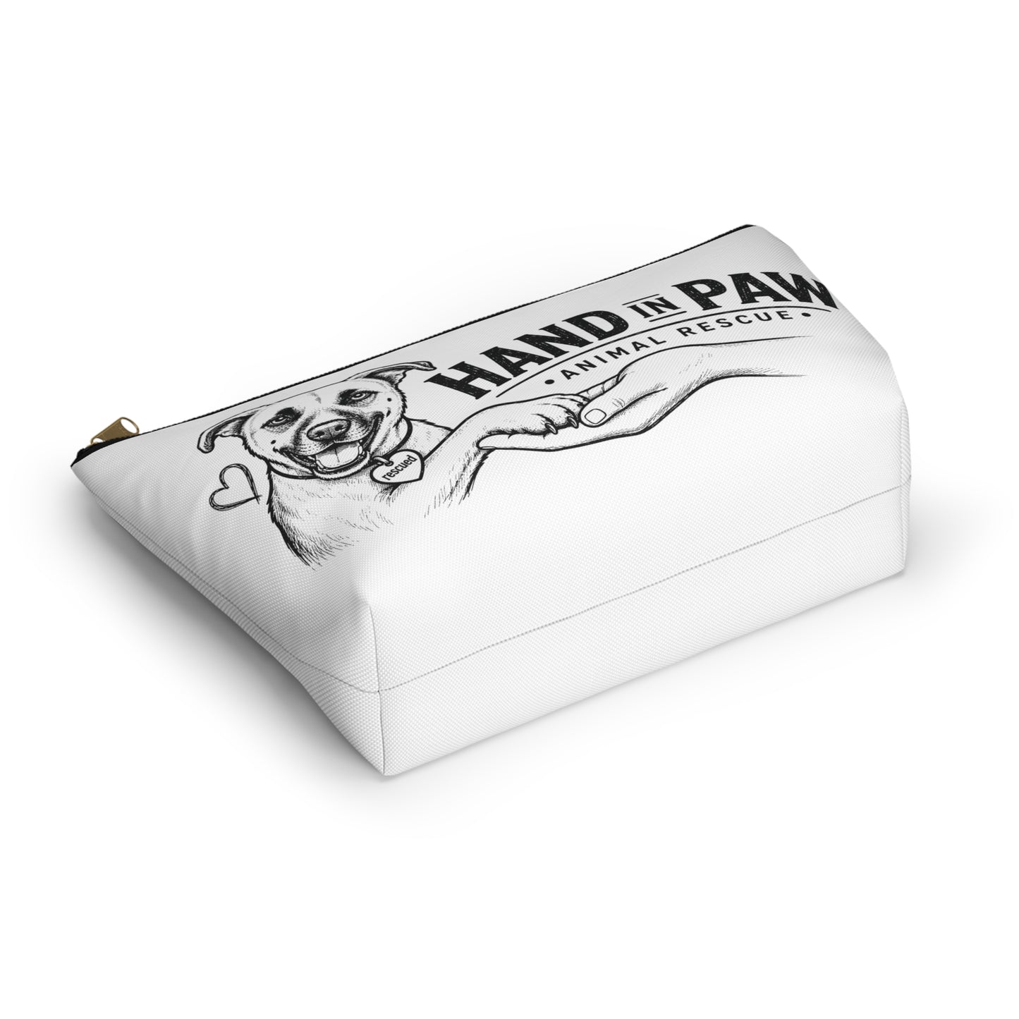 Hand in Paw Accessory Pouch — Zippered T‑Bottom Makeup & Travel Organizer