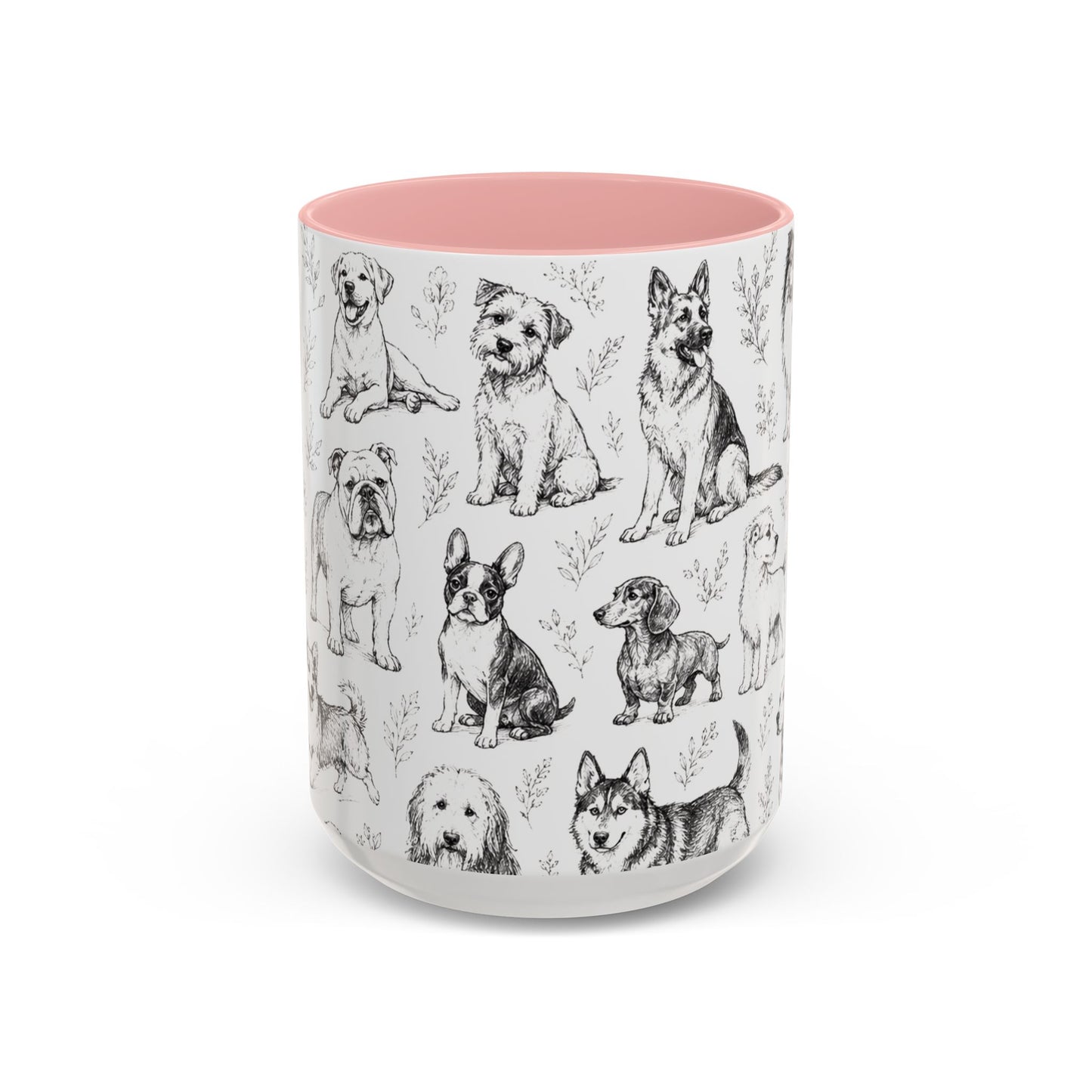 Dog Pattern Accent Coffee Mug 15 oz