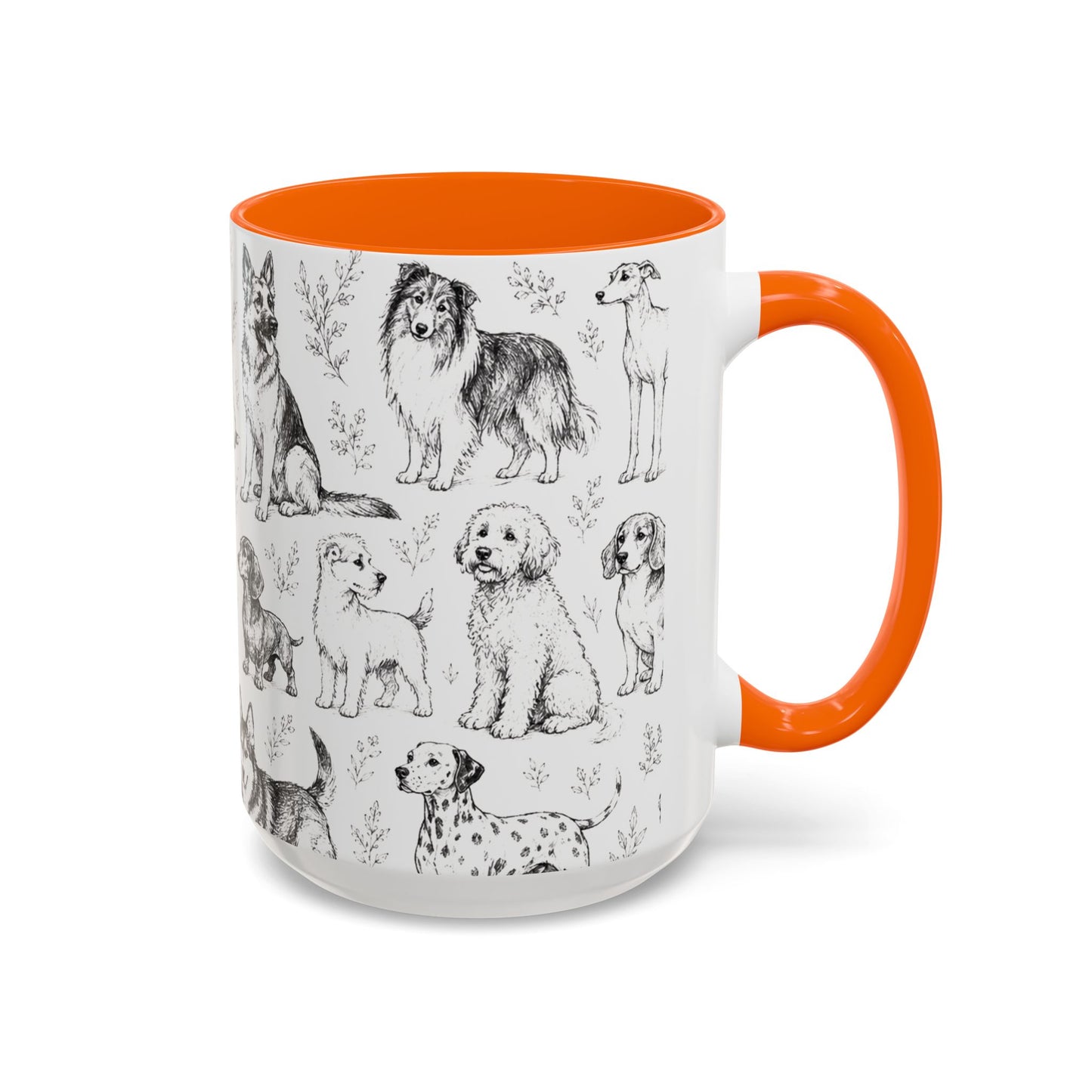 Dog Pattern Accent Coffee Mug 15 oz