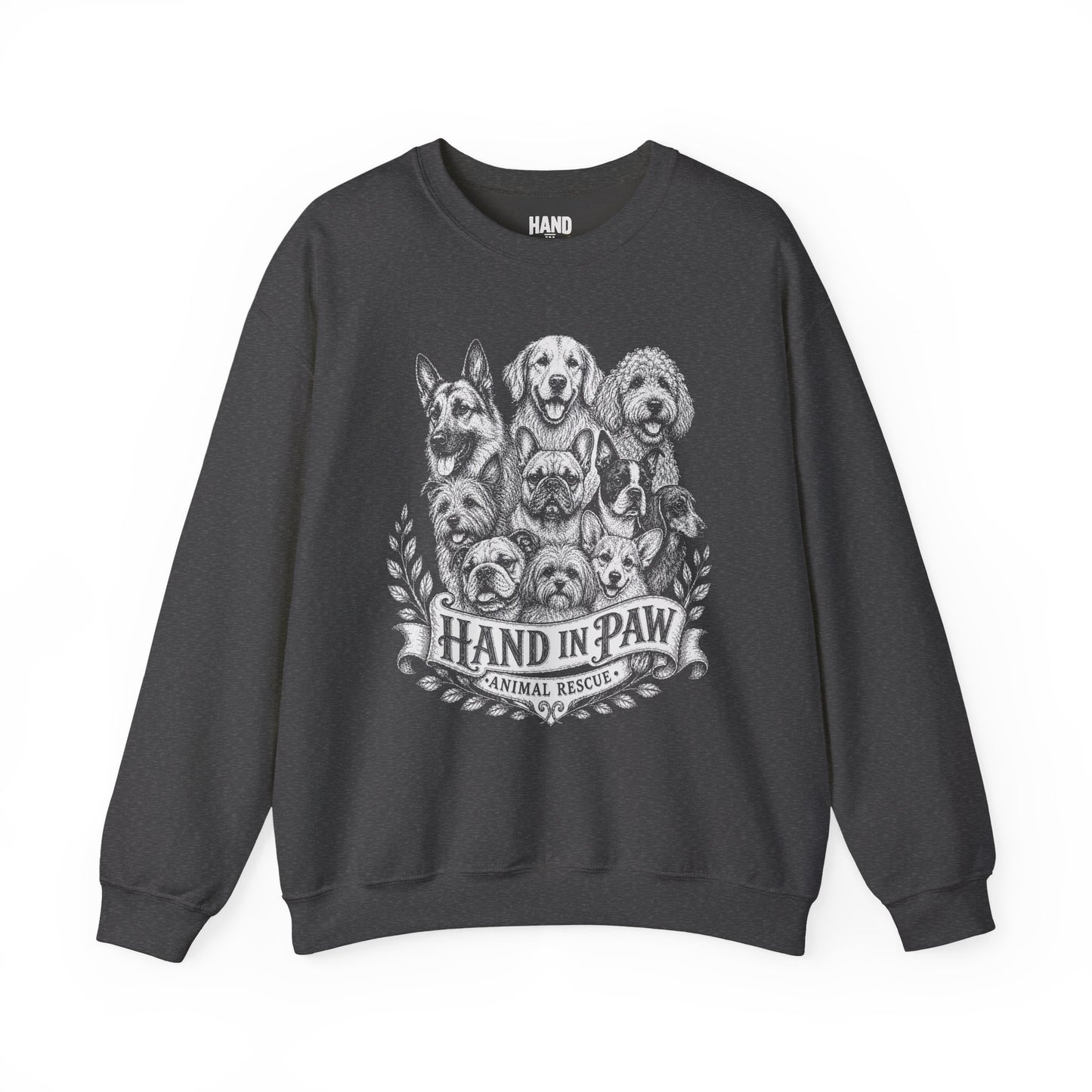 Hand in Paw Animal Rescue - Vintage Animal Sketch Unisex Crewneck Sweatshirt