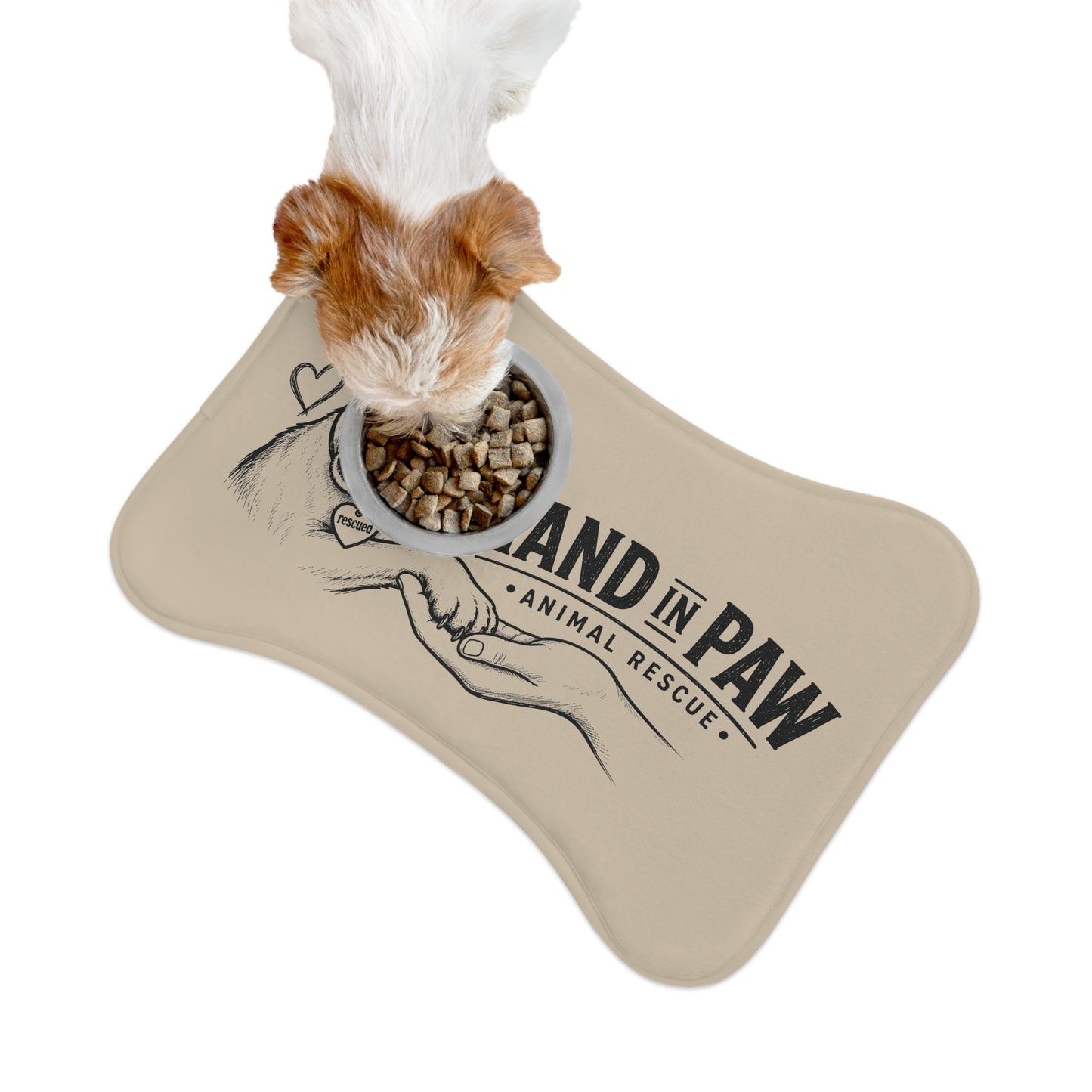 Hand in Paw Pet Feeding Mat - Non-Slip Bone-Shaped